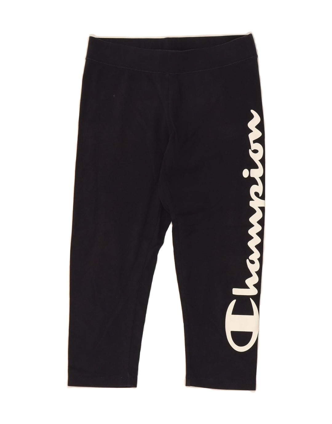 CHAMPION Womens Graphic Capri Leggings UK 10 Small  Navy Blue Vintage Champion and Second-Hand Champion from Messina Hembry 