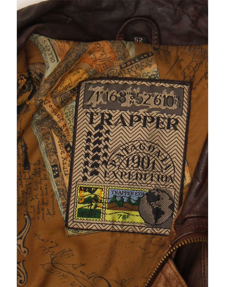 Trapper Ανδρικό Δερμάτινο Μπουφάν IT 52 XL Καφέ