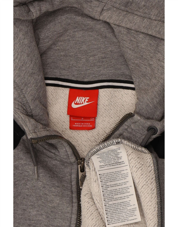 NIKE Womens Oversized Zip Hoodie Sweater UK 10 Small Grey Colourblock