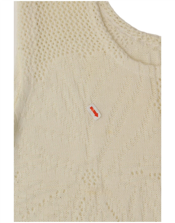 Vintage γυναικείο Crop Vest Tank Top UK 16 Large Off White Floral