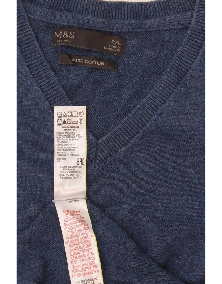 Marks & Spencer Ανδρικό γιλέκο Tank Top 2XL Navy Blue Cotton