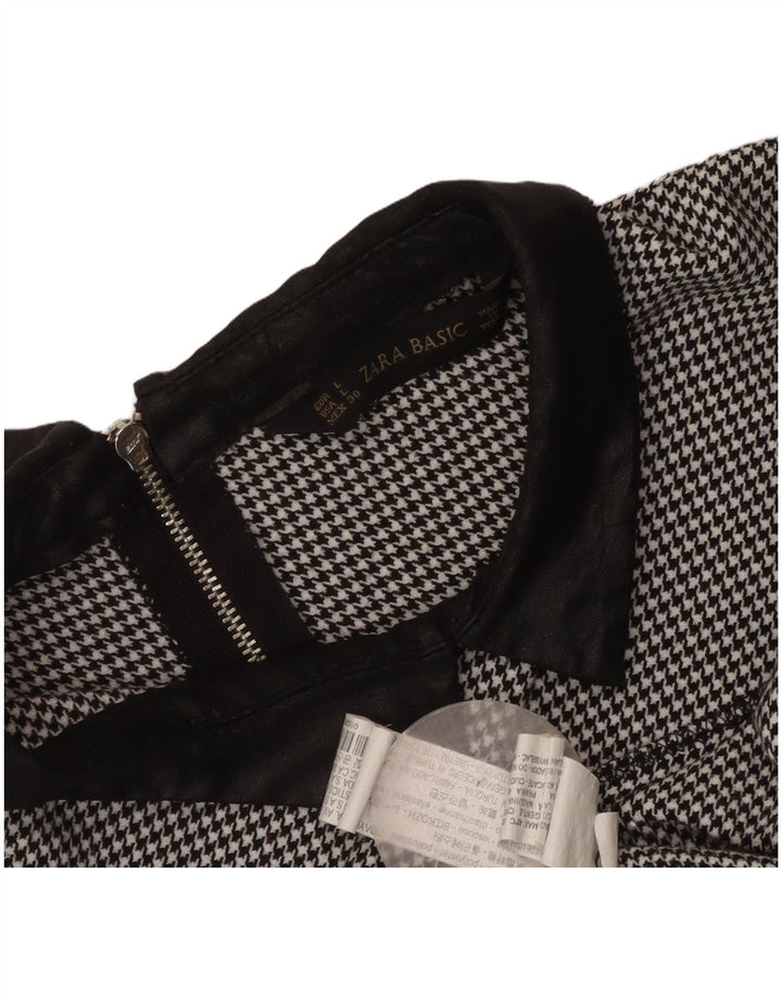 Zara Γυναικείο φόρεμα Shift UK 14 Large μαύρο Houndstooth Πολυεστέρας