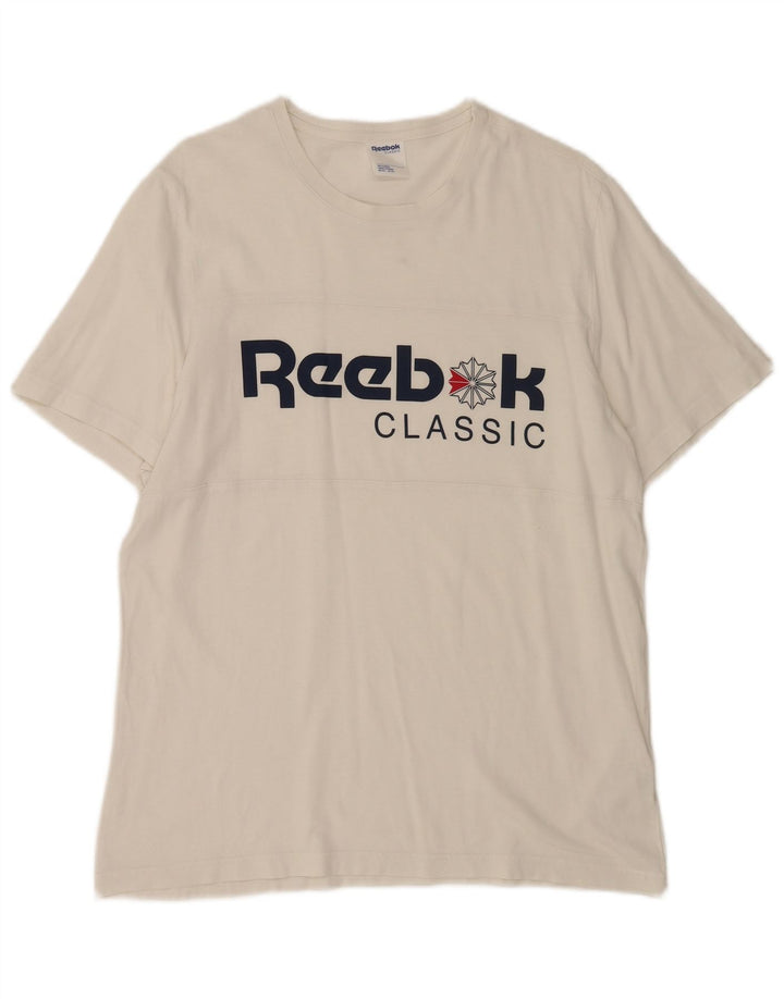 Μπλουζάκι Reebok Ανδρικό Κλασικό Γραφικό Τοπ Μεγάλο Λευκό Βαμβακερό