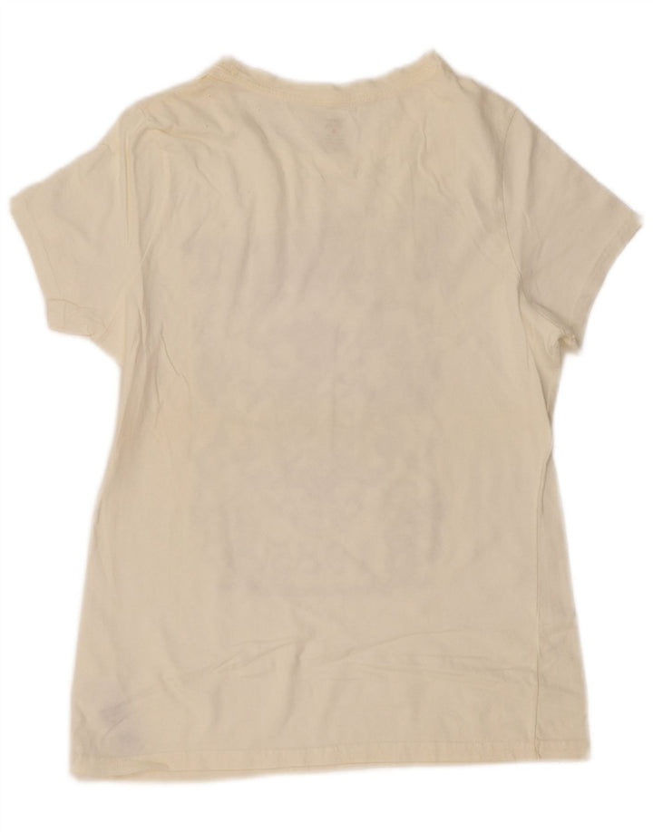 Γυναικείο γραφικό μπλουζάκι TOMMY HILFIGER Top UK 12 Βαμβακερό μεσαίο σε ανοιχτό λευκό