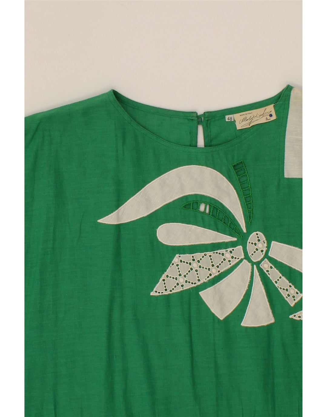 VINTAGE Womens Sheath Dress IT 48 XL Green Floral Vintage Vintage and Second-Hand Vintage from Messina Hembry 