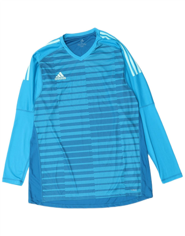 Ανδρικό T-Shirt Climalite ADIDAS Top XL Μπλε ριγέ πολυεστέρα