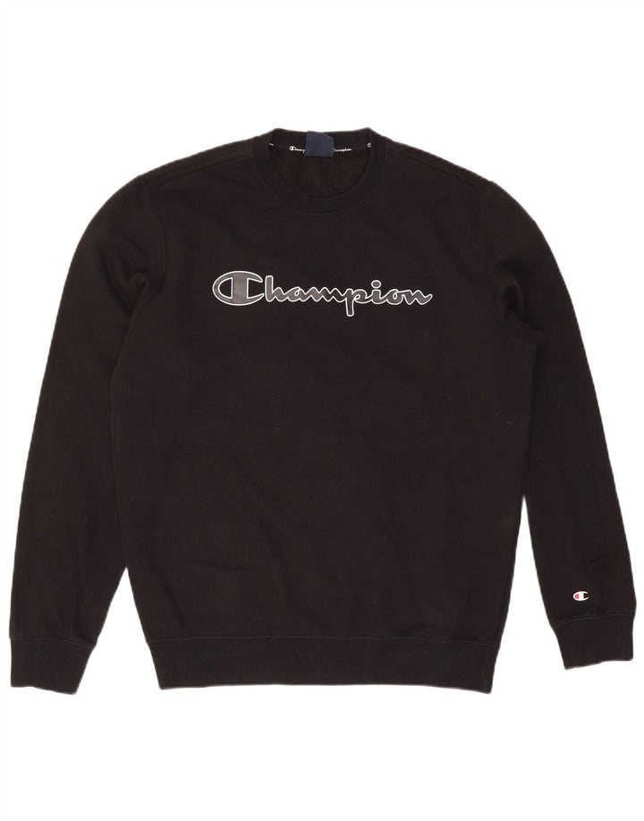 Ανδρικό γραφικό φούτερ Champion Jumper μεγάλο μαύρο βαμβακερό