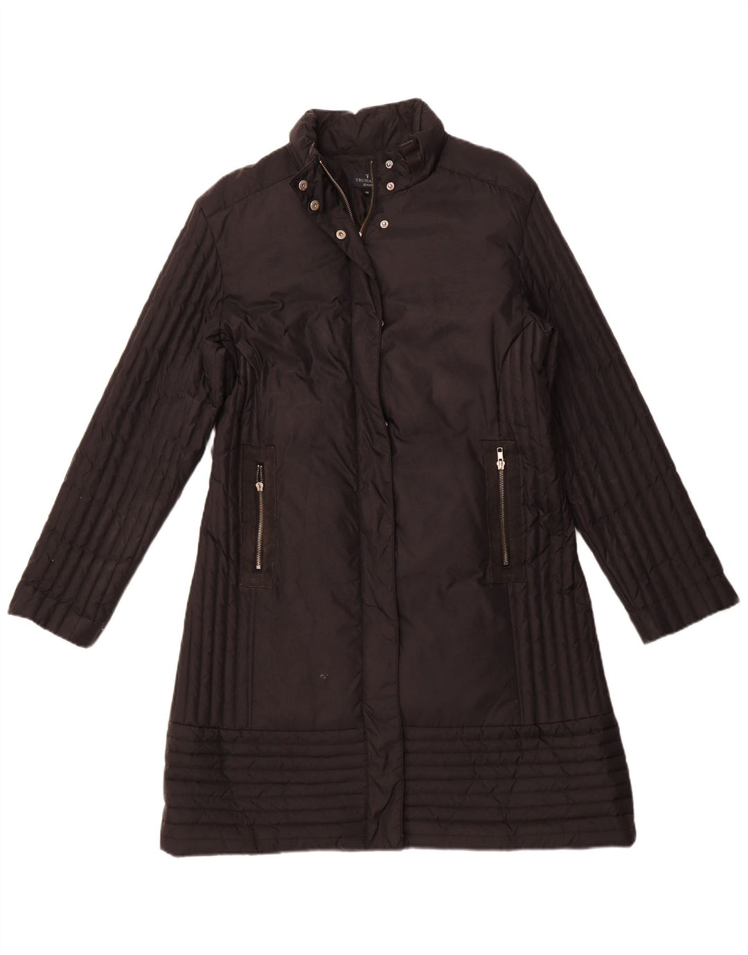 TRUSSARDI JEANS Γυναικείο παλτό με επένδυση IT 48 XL Μαύρο Πολυαμίδιο