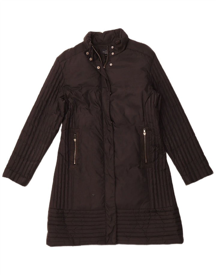 TRUSSARDI JEANS Γυναικείο παλτό με επένδυση IT 48 XL Μαύρο Πολυαμίδιο