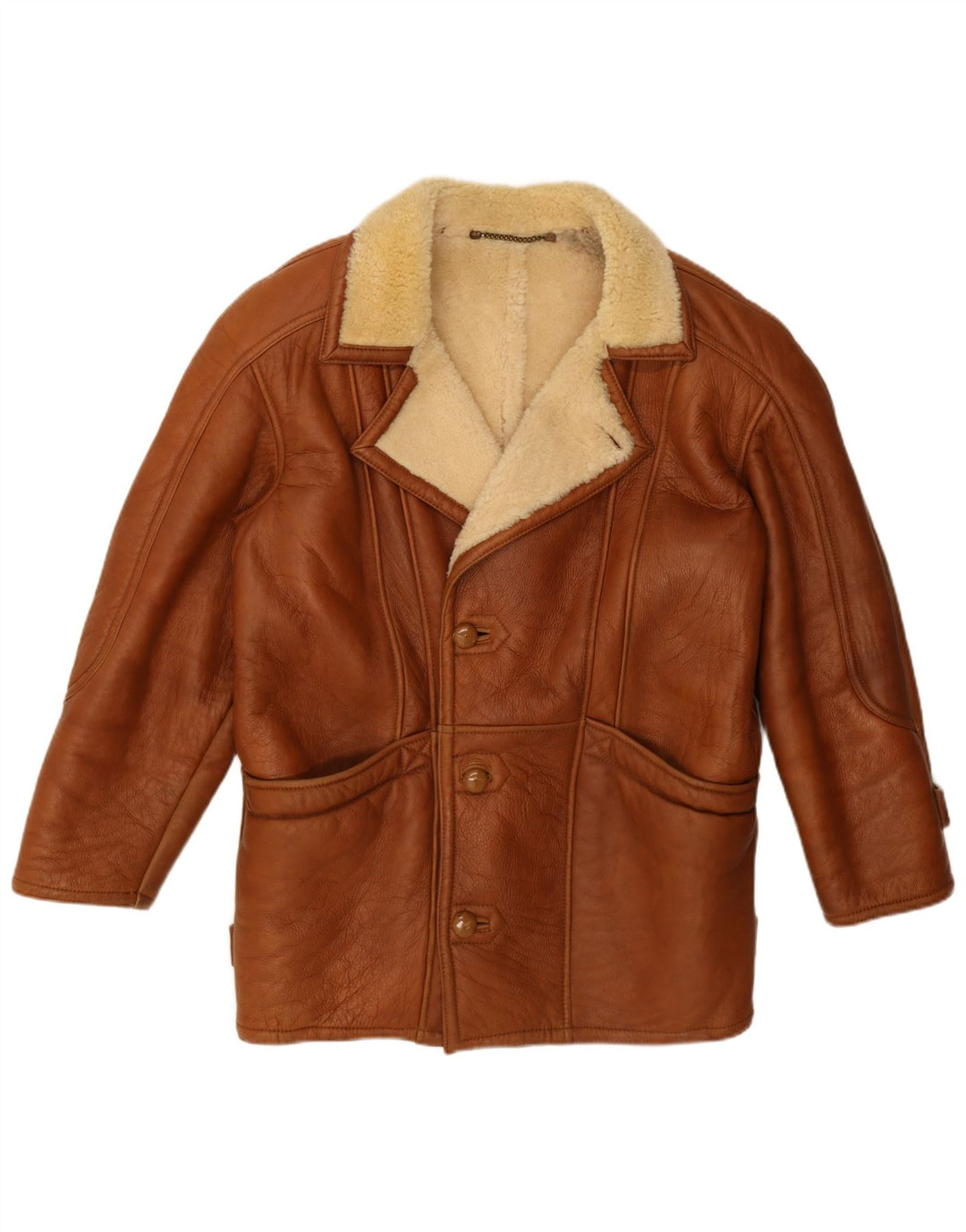 Vintage Ανδρικό Shearling Jacket UK 42 XL καφέ