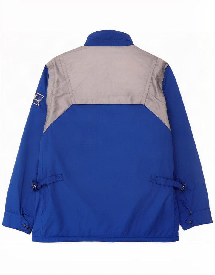 Clover Mens Graphic Racer Jacket UK 40 Large Blue Colorblock Polyamide