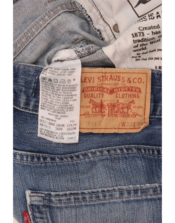 Levi's Mens 511 Distressed Slim Jeans W33 L34 Blue Cotton