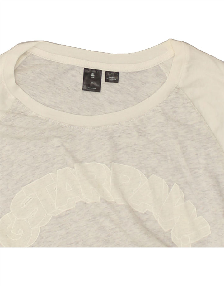 G-STAR Womens Crop Graphic T-Shirt Top UK 12 Medium Grey Colourblock | Vintage G-Star | Thrift | Second-Hand G-Star | Used Clothing | Messina Hembry 