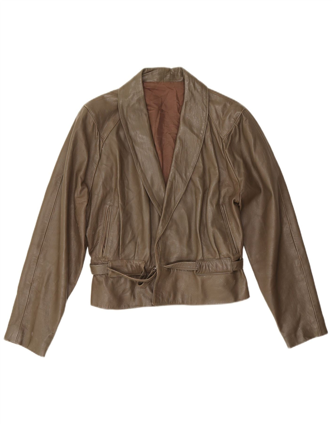 Vintage Γυναικείο Δερμάτινο Μπουφάν UK 14 Medium Khaki