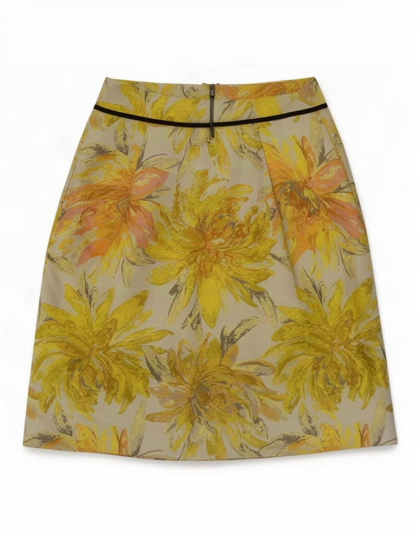 Marks & Spencer Γυναικεία φούστα Autograph A-Line UK 8 Small W27 Yellow Floral