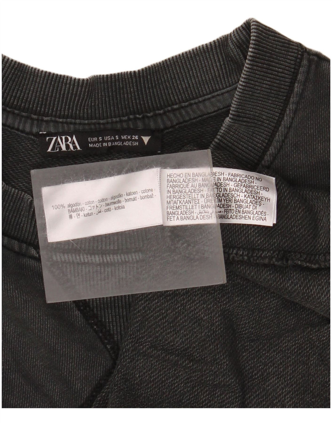 Zara Γυναικείο T-Shirt Top UK 10 Small γκρι βαμβακερό