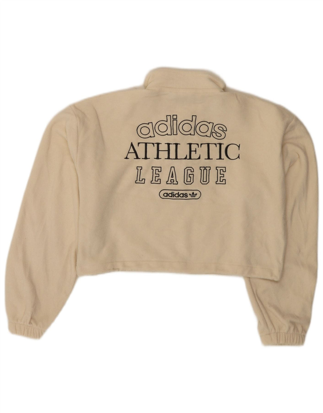 ADIDAS Γυναικείο γραφικό υπερμεγέθη φερμουάρ Fleece Jumper UK 10 Small Beige