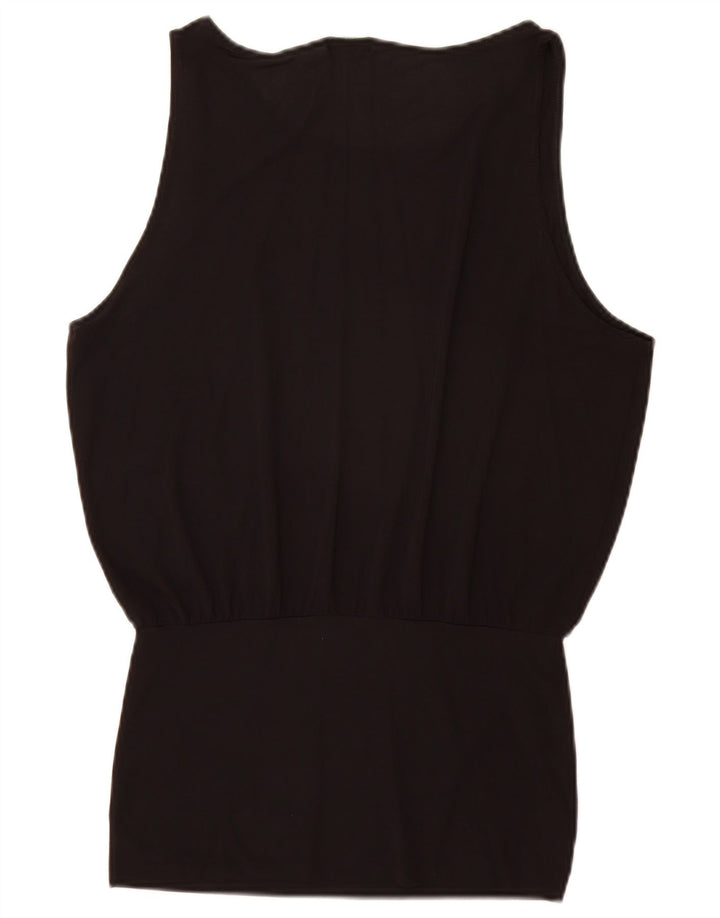 Benetton Γυναικεία Αμάνικη Μπλούζα Τοπ UK 14 Medium Black Polyamide