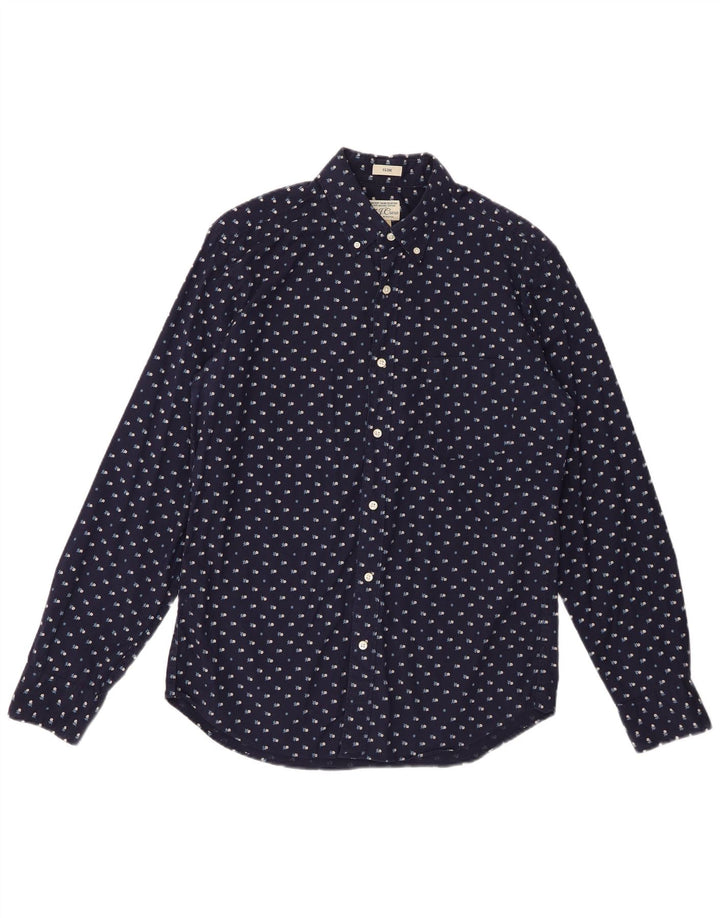 Ανδρικό πουκάμισο J. Crew Slim Medium Navy Blue Floral Βαμβακερό