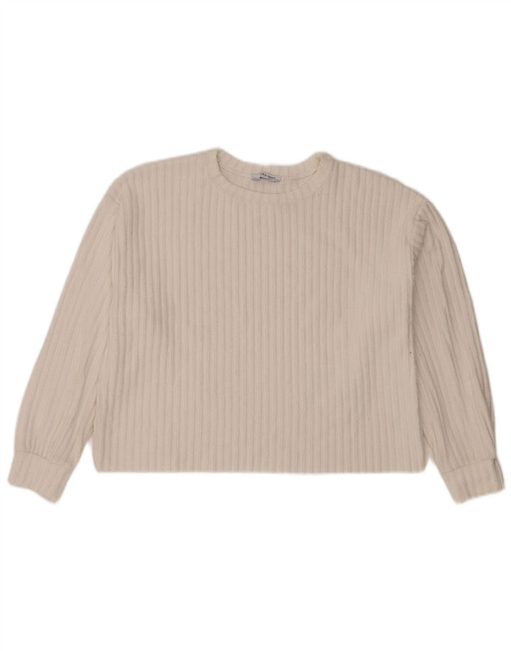 Zara Γυναικείο Crop Oversized τοπ μακρυμάνικο UK 14 Medium White