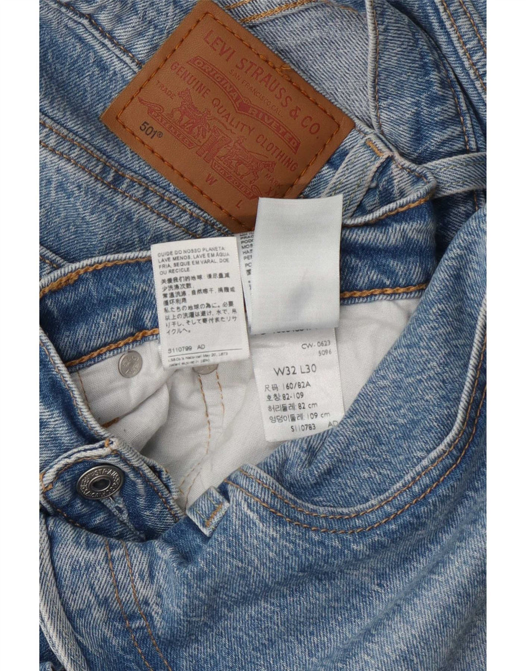 Levi's Mens 501 Straight Jeans W32 L30 Blue Cotton