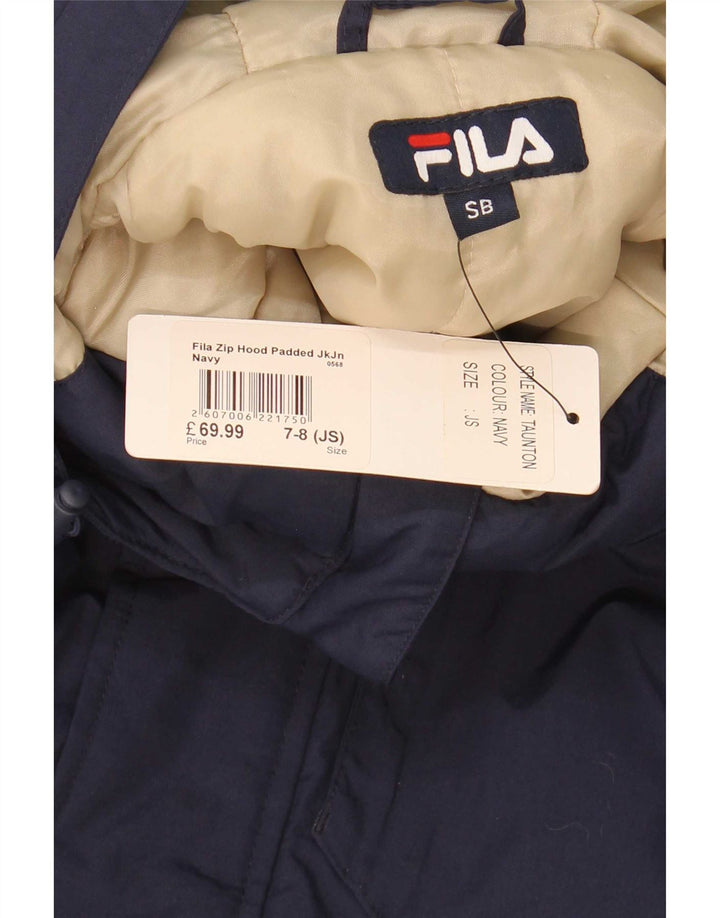 Fila Boys Hooded Jacket 7-8 Years Small Navy Blue Colourblock