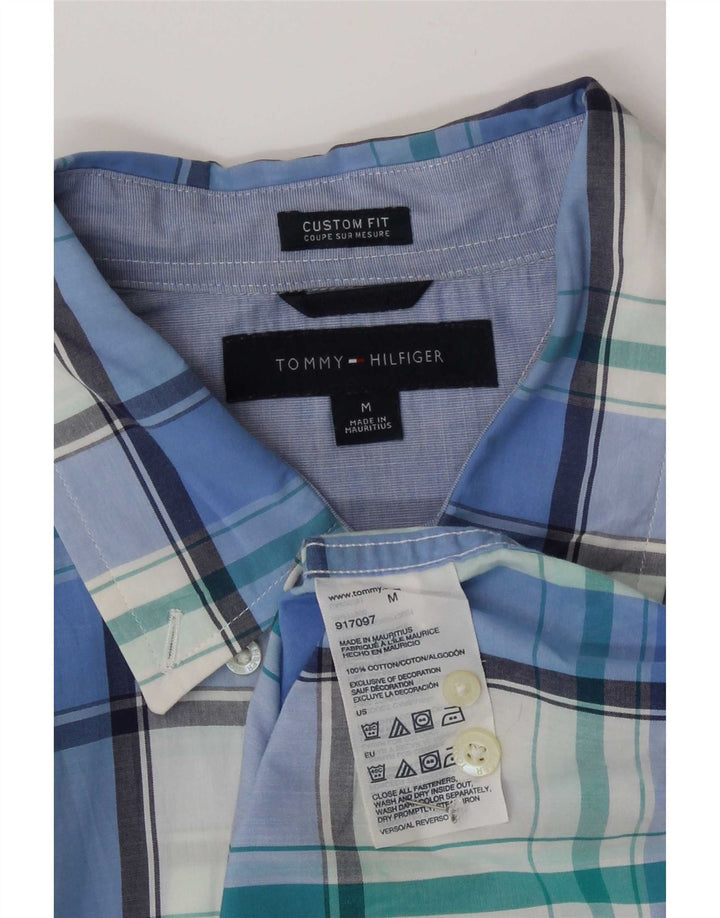 Ανδρικό κοντομάνικο πουκάμισο Tommy Hilfiger προσαρμοσμένο σε μεσαίο μπλε βαμβακερό χρώμα
