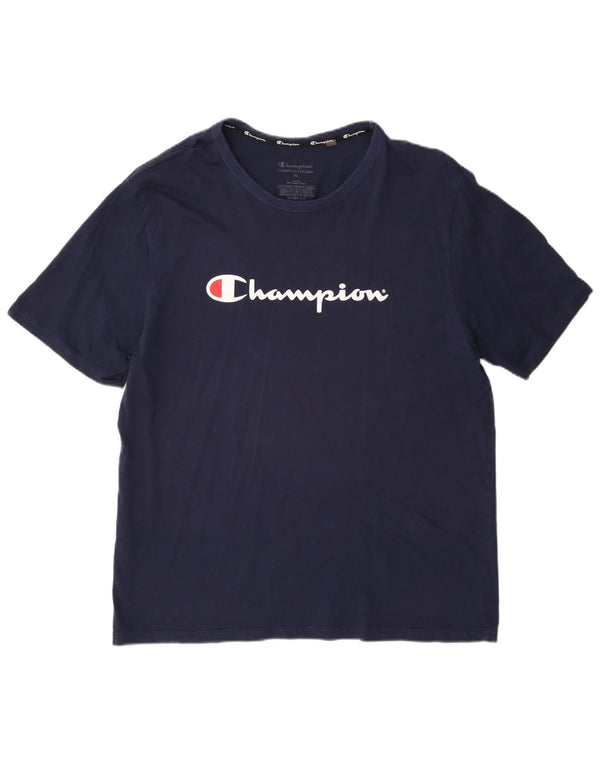 Champion Ανδρικό γραφικό T-Shirt Top XL Navy Blue Cotton