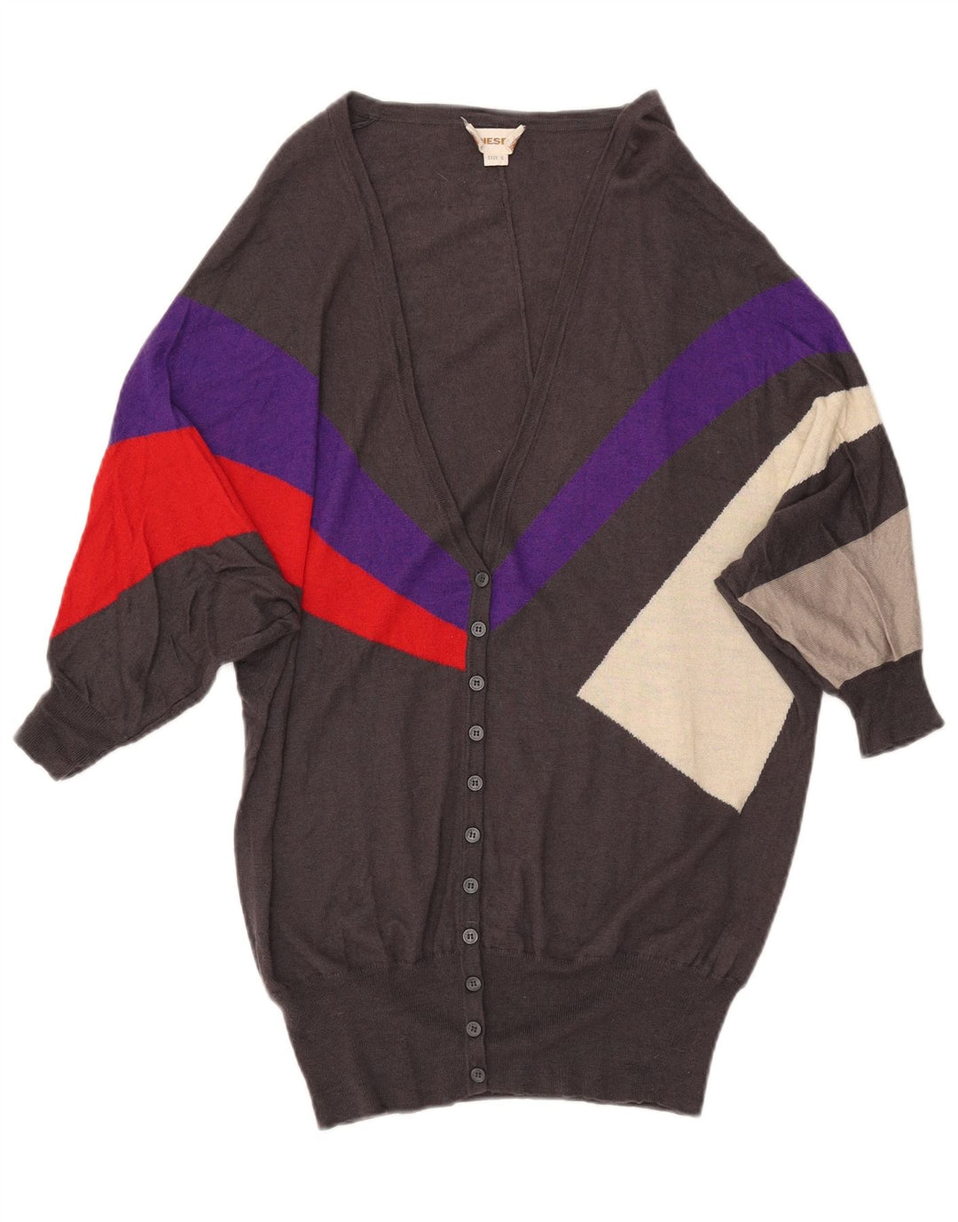 Γυναικείο πουλόβερ DIESEL Longline Cardigan UK 10 Small Grey Colourblock