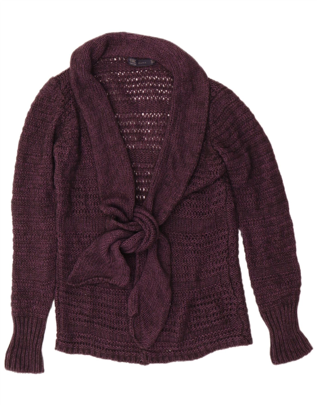 Zara Γυναικείο πουλόβερ ζακέτα UK 14 Medium Purple Acrylic