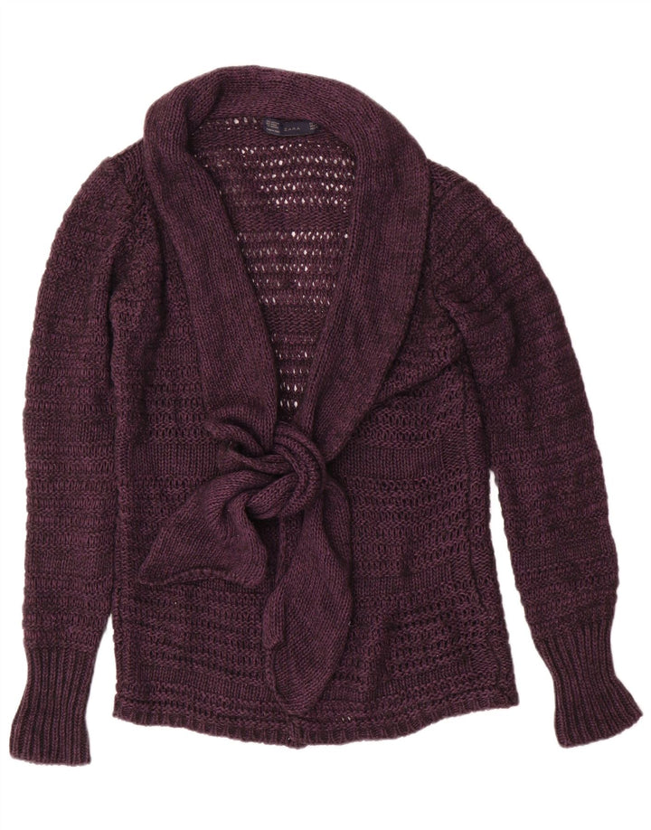 Zara Γυναικείο πουλόβερ ζακέτα UK 14 Medium Purple Acrylic