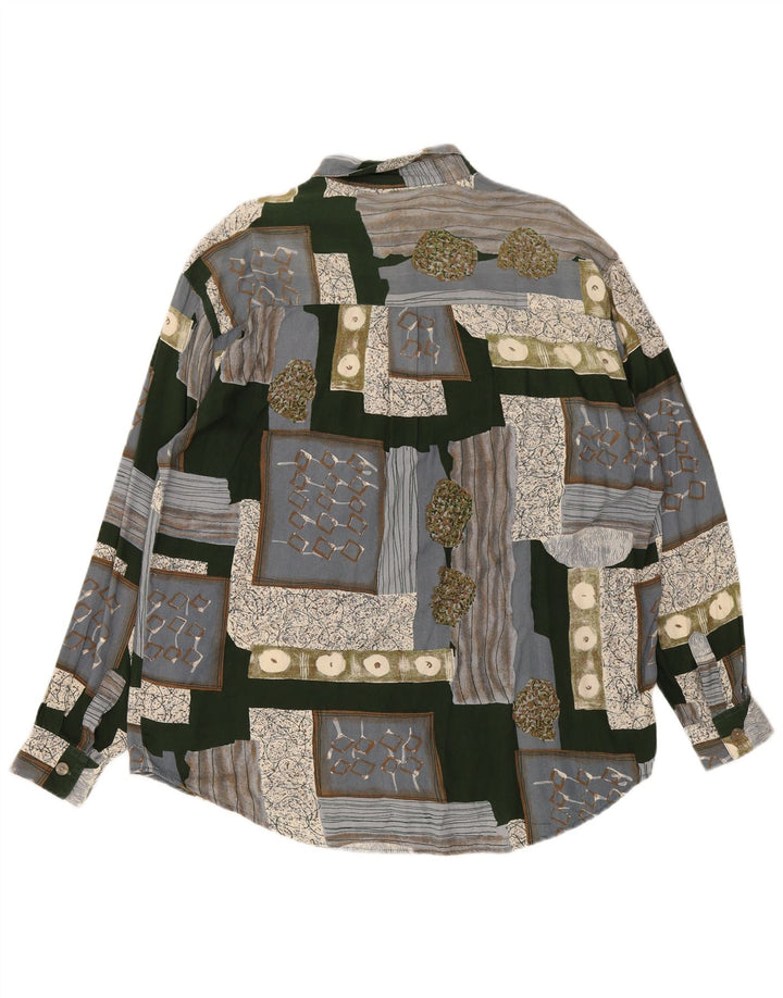 Ανδρικό πουκάμισο Happy Life Μέγεθος 43/44 XL Γκρι Patchwork Viscose