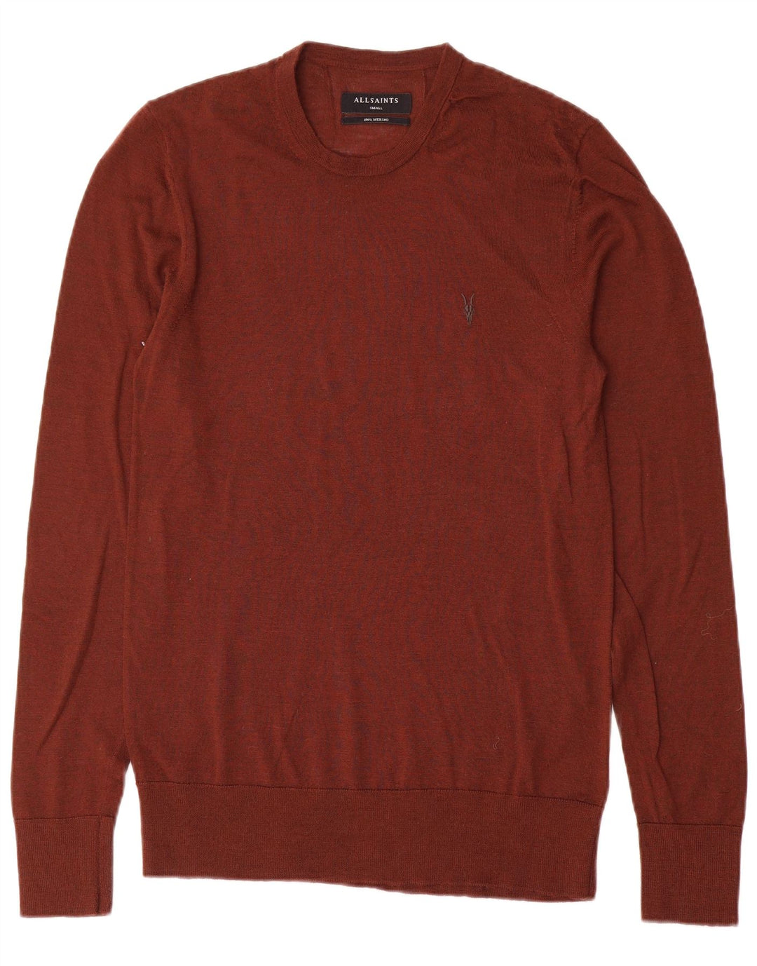 Ανδρικό πουλόβερ All Saints Crew Neck Jumper Μικρό καφέ μαλλί μερινό