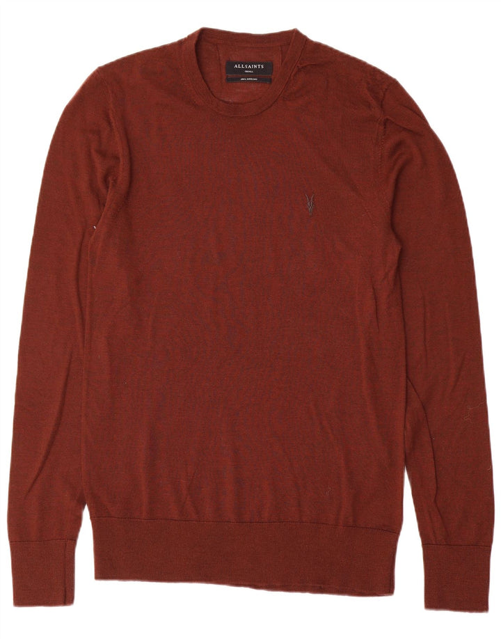Ανδρικό πουλόβερ All Saints Crew Neck Jumper Μικρό καφέ μαλλί μερινό