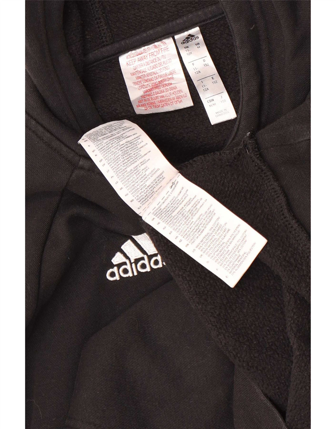 Adidas Boys Graphic Hoodie Jumper 11-12 Years Black Polyester