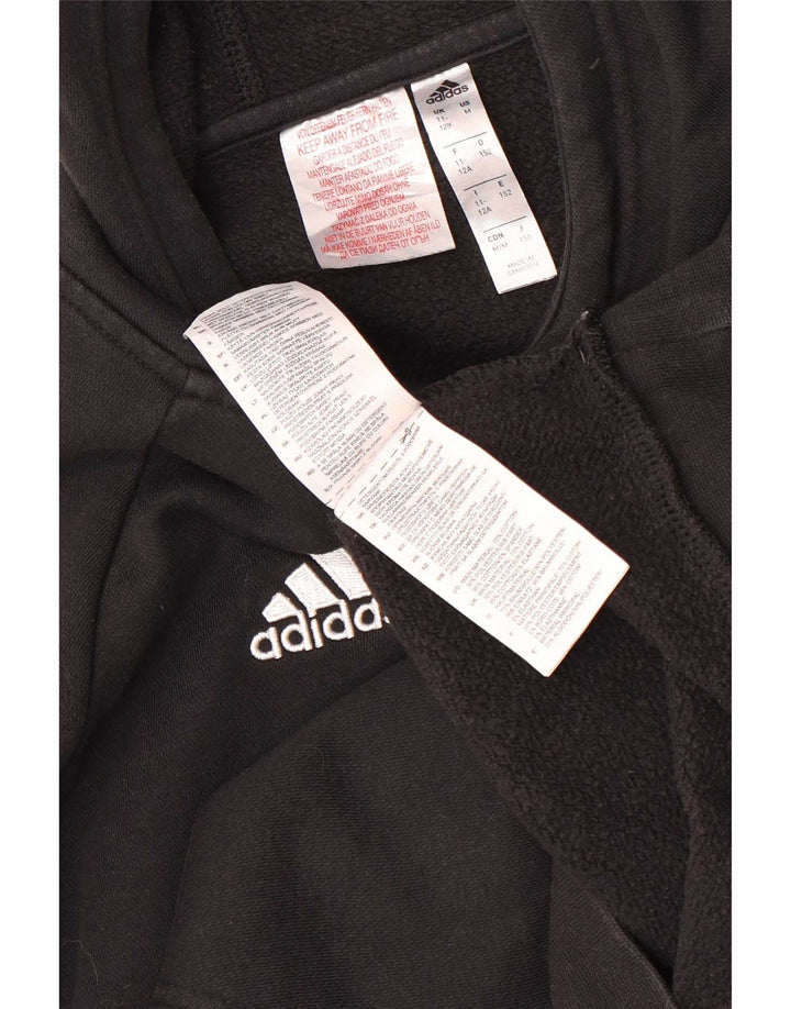 Adidas Boys Graphic Hoodie Jumper 11-12 Years Black Polyester