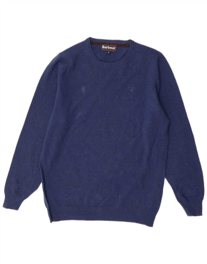 Ανδρικό πουλόβερ με λαιμόκοψη Barbour Small Lambswool σε μπλε ναυτικό