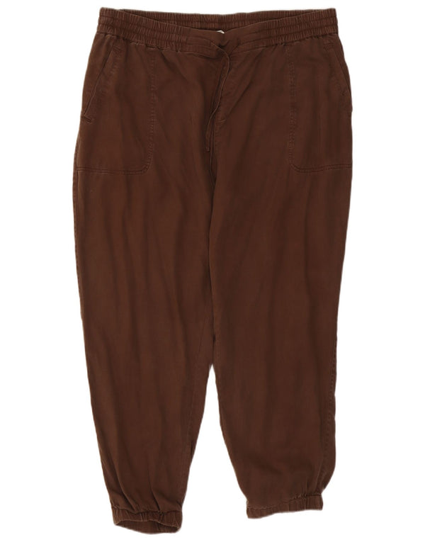 Fat Face Γυναικεία Joggers Cropped Παντελόνι UK 16 Large W38 L25 Brown Lycra