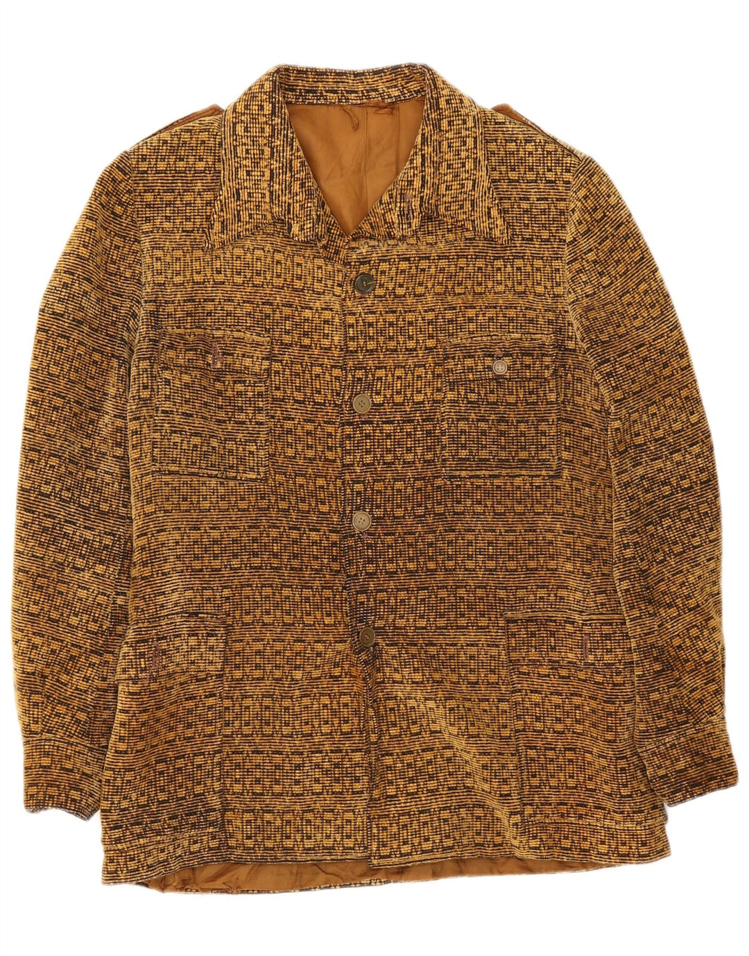 Vintage Ανδρικό Military Jacket UK 38 Medium Beige Geometric