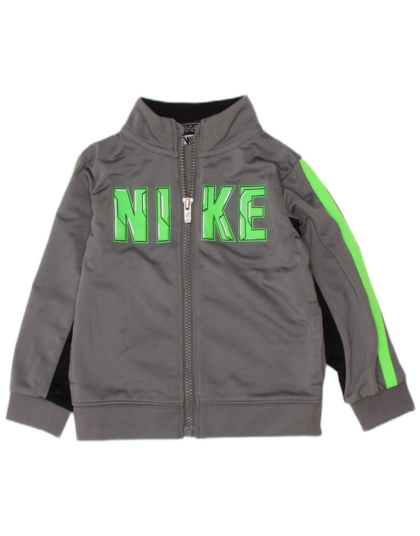 NIKE Baby Boys Graphic Tracksuit Top Jacket 18-24 Months Grey Colourblock