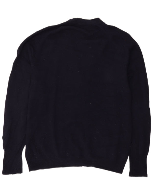 Ανδρικό πουλόβερ ζακέτα Marks & Spencer IT 52/54 Large Navy Blue Lambswool