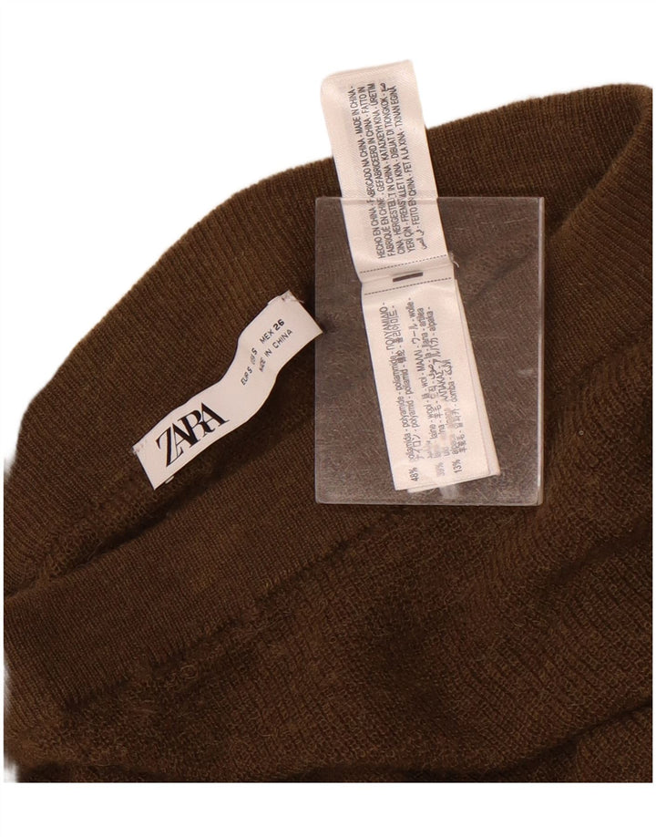 Zara Γυναικεία Πλεκτή Maxi Φούστα Small W26 Brown Polyamide