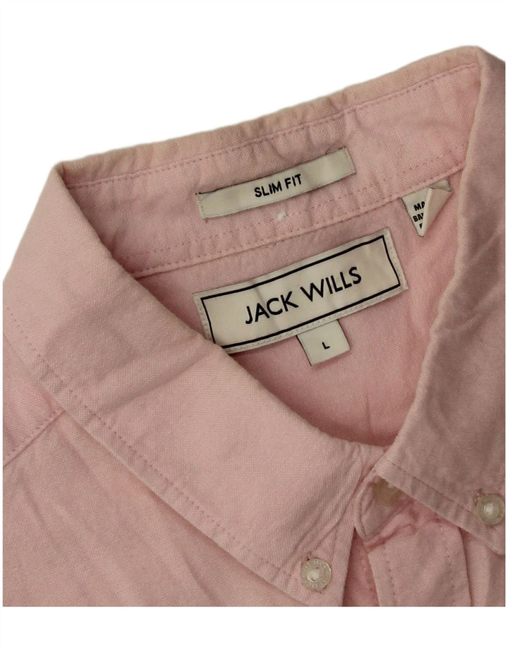 Ανδρικό πουκάμισο Jack Wills Slim Fit μεγάλο ροζ βαμβακερό