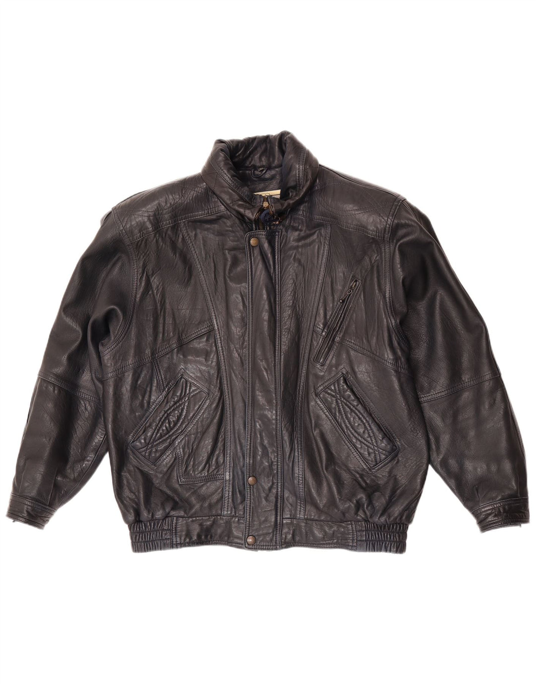 Vintage Ανδρικό Δερμάτινο Μπουφάν EU 52 XL Navy Blue Leather