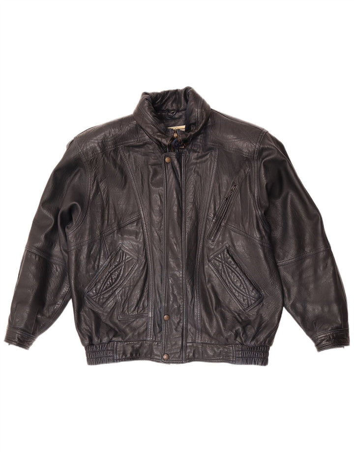 Vintage Ανδρικό Δερμάτινο Μπουφάν EU 52 XL Navy Blue Leather