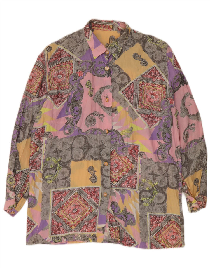 Vintage γυναικείο πουκάμισο μπλούζα UK 14 Medium πολύχρωμο Paisley Viscose