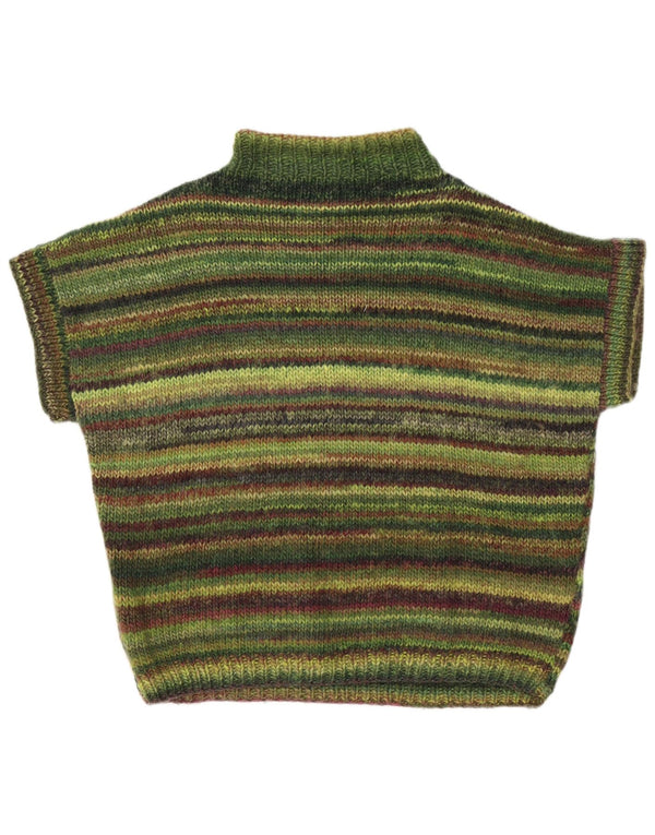 Vintage γυναικείο πουλόβερ με λαιμό χελώνα UK 18 XL πράσινο ριγέ