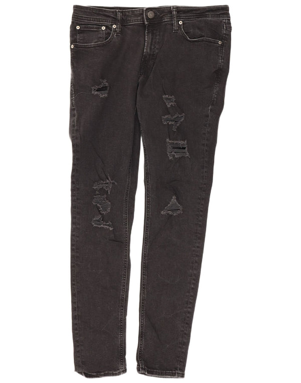 Jack & Jones Mens Distressed Slim Jeans W34 L32 Black Cotton