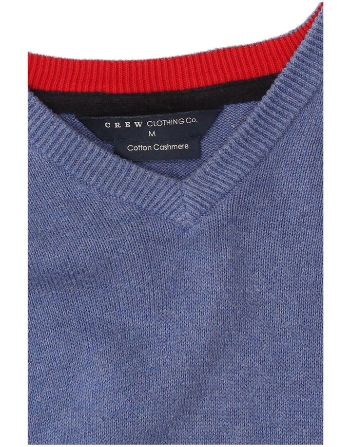 Crew Clothing Ανδρικό πουλόβερ με λαιμόκοψη σε μεσαίο μπλε βαμβακερό