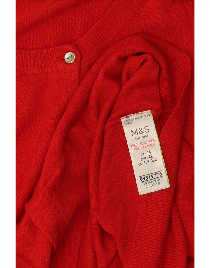Marks & Spencer Γυναικείο πουλόβερ ζακέτα UK 14 μεγάλη κόκκινη βισκόζη